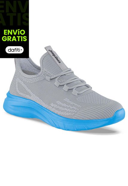 Tenis Running Pemax Gris-Azul Para Hombre Croydon