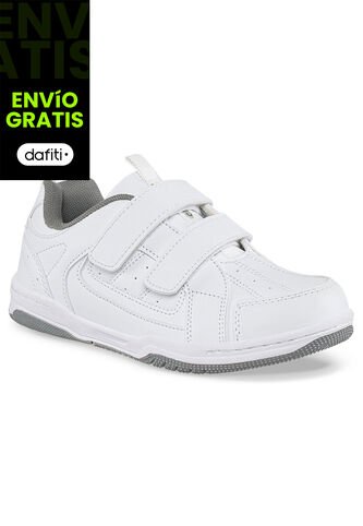 Tenis Colegio Leine V Blanco-Gris Para Niño Y Niña Croydon Croydon