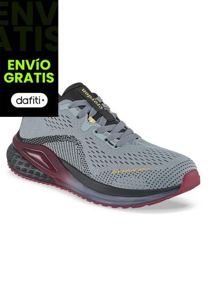 Tenis Running Neldra Gris-Vino Croydon Para Hombre