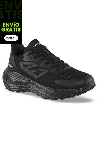 Tenis Running Oliban Negro-Negro Croydon Para Hombre Croydon