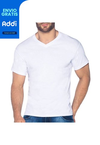 Camiseta Cuello V Blanco Para Hombre Croydon Croydon