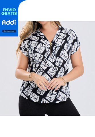 Blusa Florentina Negro-Blanco Croydon Para Mujer Croydon