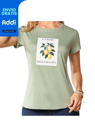 Camiseta Estampada Lamore Verde Claro Croydon Para Mujer Croydon