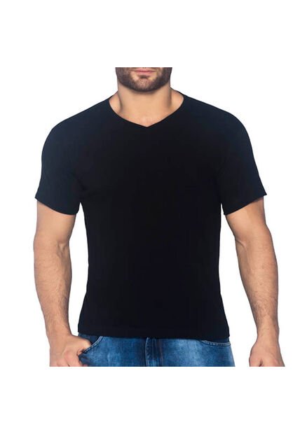 Camiseta Cuello V Negro Para Hombre Croydon