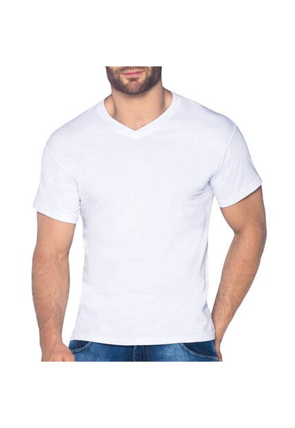 Camiseta Cuello V Blanco Para Hombre Croydon