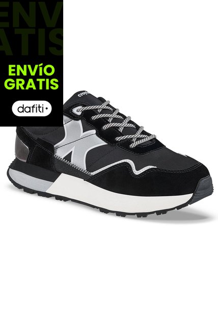 Tenis Urbanos Terniza Negro-Plata Croydon Para Mujer