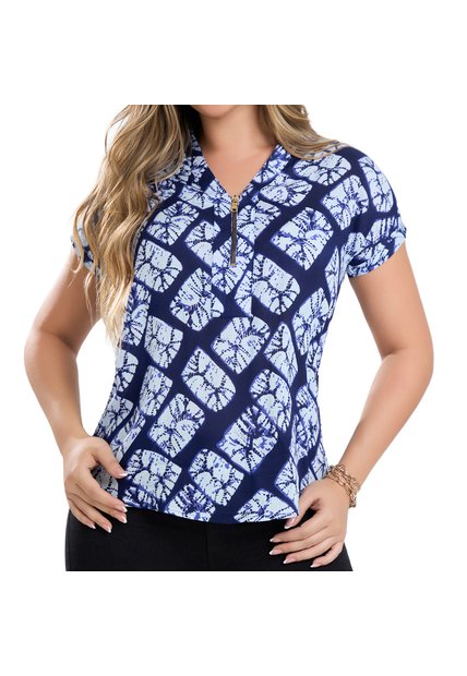 Blusa Florentina Azul-Blanco Croydon Para Mujer