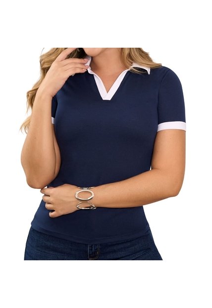Blusa Polo Luisa Azul Osc Croydon Para Mujer