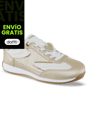 Tenis Urbanos Zuleika Beige-Oro Croydon Para Mujer Croydon