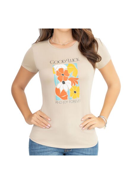 Camiseta Viviana Beige Para Mujer Croydon