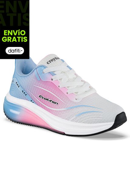 Tenis Running Yusmar Blanco-Rosa Para Niña Croydon