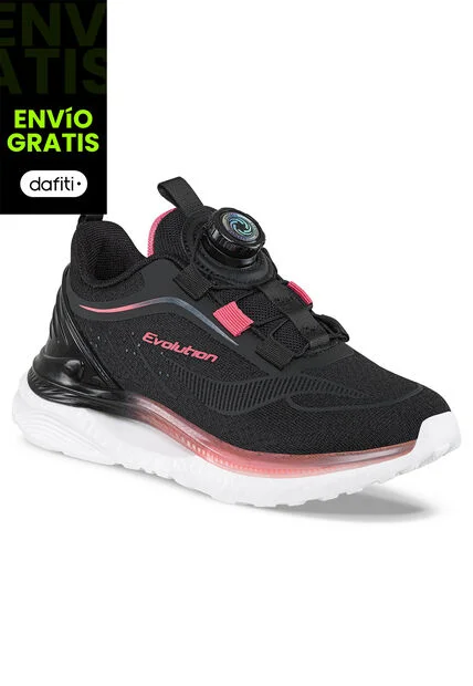 Tenis Running Quarlo Negro-Coral Para Niña Croydon