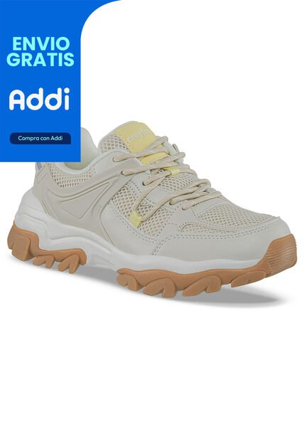 Tenis Urbanos Yniver Beige-Beige Croydon Para Mujer