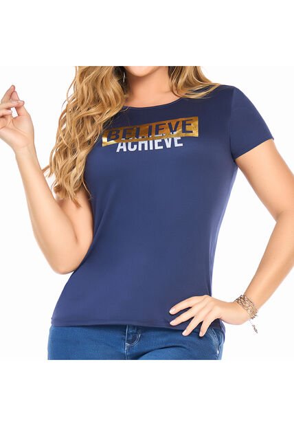 Camiseta Believe Azul Osc Para Mujer Croydon