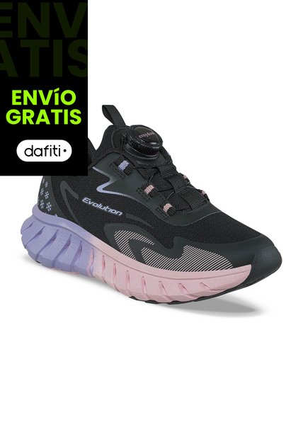 Tenis Running Pufit Negro Croydon Para Niña