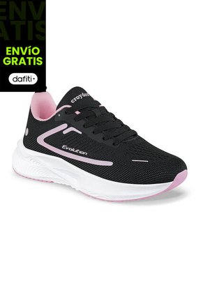 Tenis Running Fuol Negro-Rosa Para Mujer Croydon