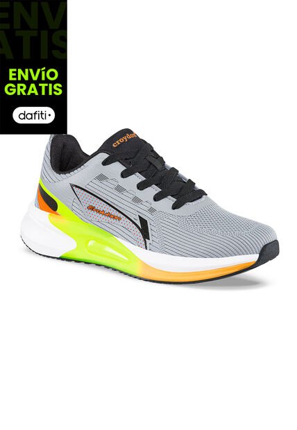 Tenis Running Bople Gris-Naranja Para Hombre Croydon