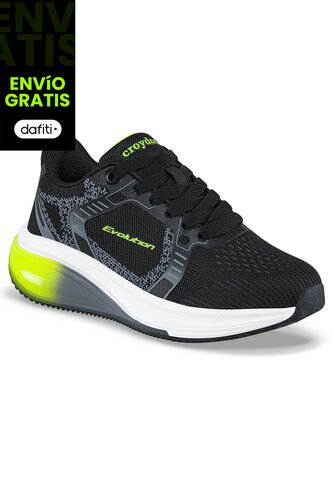 Tenis Running Yalton Negro-Verde Para Niño Croydon Croydon