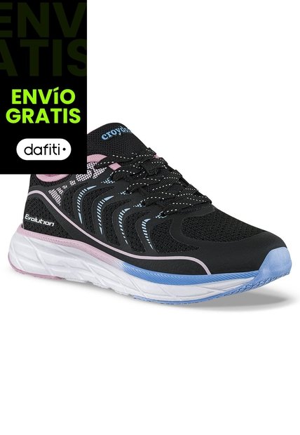 Tenis Running Qorife Negro Croydon Para Niña
