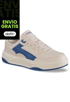Tenis Urbanos Derme Beige-Azul Croydon Para Mujer