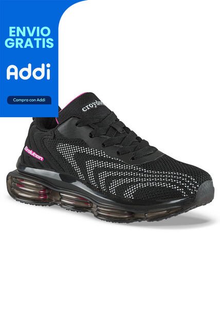 Tenis Running Ulorix Negro-Fucsia Croydon Para Niña