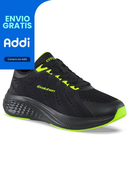 Tenis Running Armal Negro-Verde Croydon Para Hombre