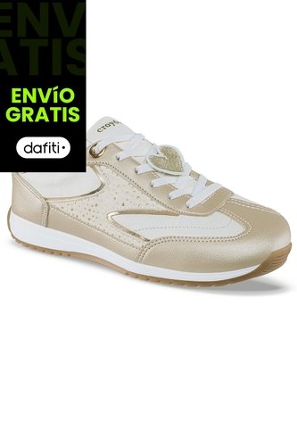 Tenis Urbanos Zuleika Beige-Oro Croydon Para Mujer Croydon