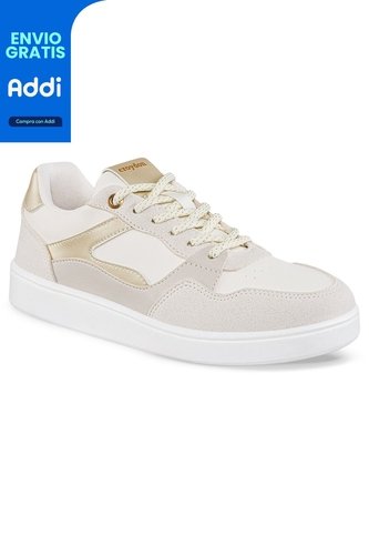 Tenis Urbanos Luccya Beige-Oro Croydon Para Mujer Croydon