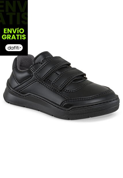 Tenis Colegio Roblo Velcro Negro Para Niño Y Niña Croydon