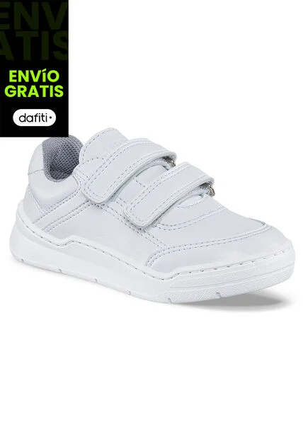 Tenis Colegio Roblo Velcro Blanco Para Niño Y Niña Croydon