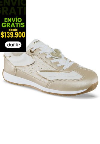 Tenis Urbanos Zuleika Beige-Oro Croydon Para Mujer Croydon