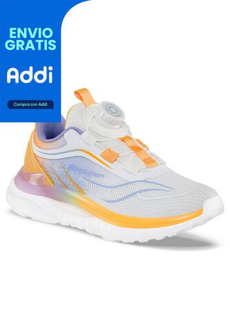 Tenis Running Quarlo Gris-Naranja Para Niña Croydon Croydon