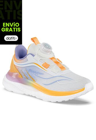 Tenis Running Quarlo Gris-Naranja Para Niña Croydon Croydon