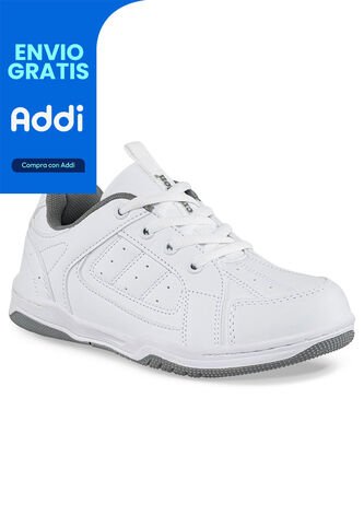Tenis Colegio Leine C Blanco-Gris Para Niño Y Niña Croydon Croydon