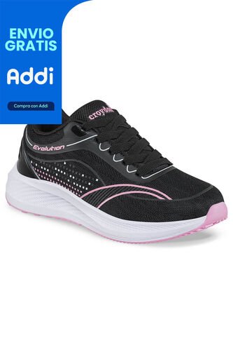 Tenis Running Sotta Negro-Rosa Para Niña Croydon Croydon