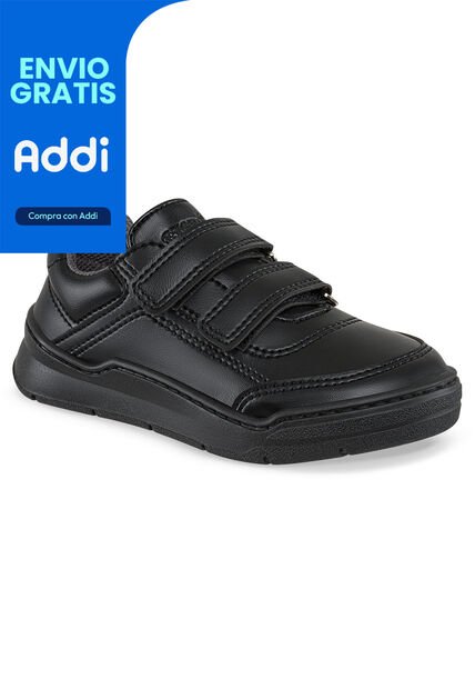 Tenis Colegio Roblo Velcro Negro Para Niño Y Niña Croydon