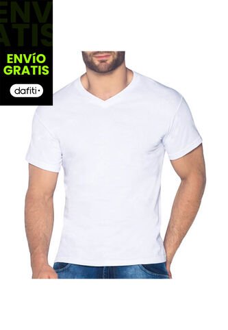 Camiseta Cuello V Blanco Para Hombre Croydon Croydon