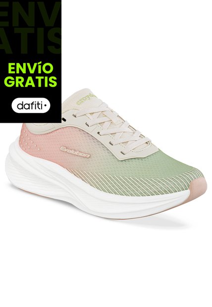 Tenis Running Vanel Verde-Rosa Croydon Para Mujer