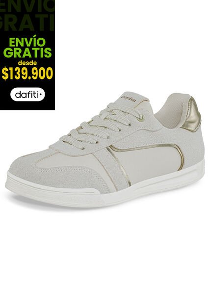 Tenis Urbanos Alegra Beige-Oro Croydon Para Mujer