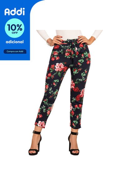 Pantalon Flowers Azul Para Mujer Croydon