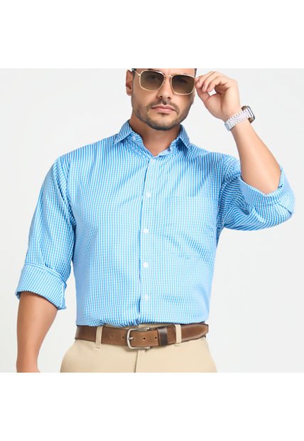 Camisa Emanuel Azul Para Hombre Croydon