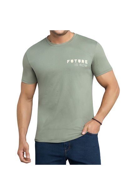 Camiseta Julio Estampada Verde Militar Para Hombre Croydon