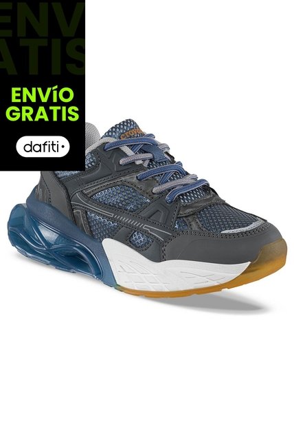Tenis Urbanos Delzar Gris-Azul O Croydon Para Niño