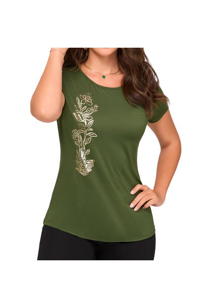 Camiseta Margarita Verde Militar Para Mujer Croydon