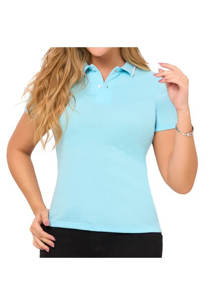 Camiseta Polo Laura Azul Claro Para Mujer Croydon