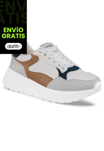 Tenis Urbanos Agatha Blanco-Café Para Mujer Croydon Croydon