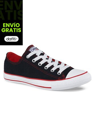 Tenis Discovery Bajo Negro-Rojo Para Hombre Y Mujer Croydon Croydon