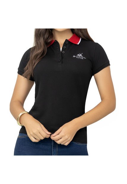 Camiseta Polo Lorena Negro Para Mujer Croydon