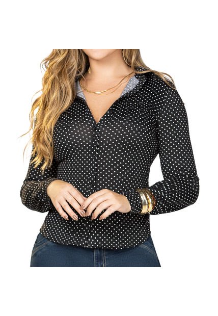 Blusa Polka Negro Para Mujer Croydon