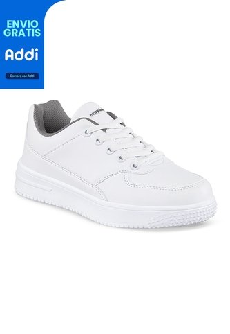 Tenis Colegio Shopir C Blanco-Gris Para Niño Y Niña Croydon Croydon